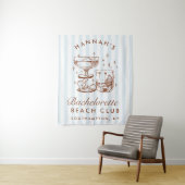 Retro Modern Blue & Brown Bachelorette Weekend Wandkleed (In situ)