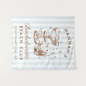 Retro Modern Blue & Brown Bachelorette Weekend Wandkleed (Voorkant (horizontaal))