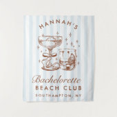 Retro Modern Blue & Brown Bachelorette Weekend Wandkleed (Voorkant)