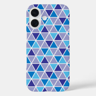 Retro Modern Blue driehoeken Geometrische patronen iPhone 16 Hoesje