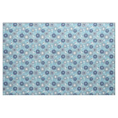 Retro Modern Blue en Cream Flowers pattered Stof (Fat Quarter)