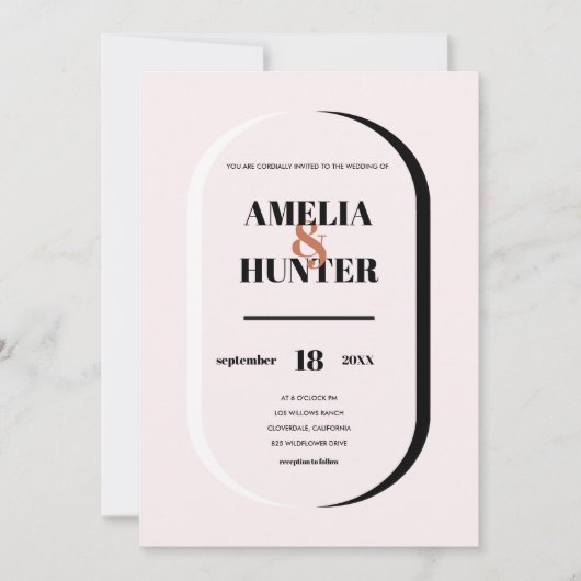 Retro Modern Blush Terracotta Zwart-Wit Kaart (Voorkant)