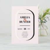 Retro Modern Blush Terracotta Zwart-Wit Kaart (Staand voorkant)