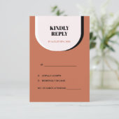 Retro Modern Blush Terracotta Zwart-Wit RSVP (Staand voorkant)