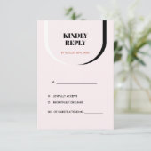Retro Modern Blush Terracotta Zwart-Wit RSVP Kaartje (Staand voorkant)