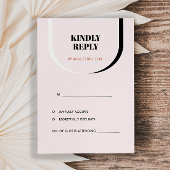 Retro Modern Blush Terracotta Zwart-Wit RSVP Kaartje
