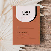 Retro Modern Blush Terracotta Zwart-Wit RSVP Kaartje