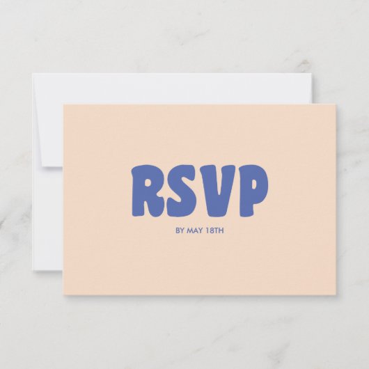 Retro Modern & Bold Blauw Beige Trouwen RSVP Kaartje (Voorkant)