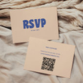 Retro Modern & Bold Blauw Beige Trouwen RSVP Kaartje