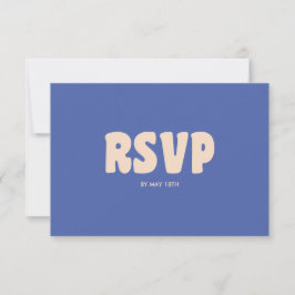 Retro Modern Bold Blue QR Code Wedding Website RSVP Kaartje