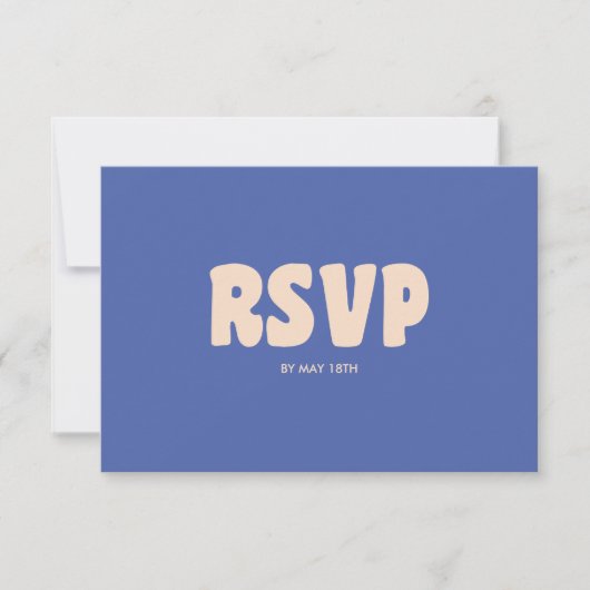 Retro Modern Bold Blue QR Code Wedding Website RSVP Kaartje (Voorkant)