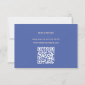 Retro Modern Bold Blue QR Code Wedding Website RSVP Kaartje (Achterkant)