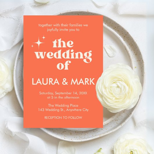 Retro Modern Bold & Chic Wedding Kaart