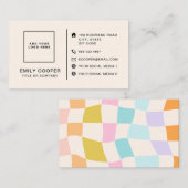 Retro Modern Checker Checkerboard Logo Aangepast Visitekaartje (Voorkant / Achterkant)