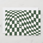 Retro Modern Chic Donkergroen Checker Sla de datum Kaart (Achterkant)
