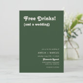 Retro Modern Chic Gratis Drinken Donkergroen Bruil Kaart (Staand voorkant)
