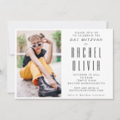 Retro Modern Chic Photo Wavy Lines Bat Mitzvah Kaart (Voorkant)