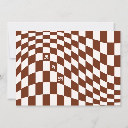 Retro Modern Chic Terracotta Checker Sla de datum Kaart (Achterkant)
