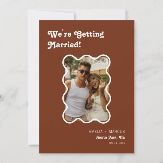 Retro Modern Chic Terracotta Checker Sla de datum Kaart (Voorkant)