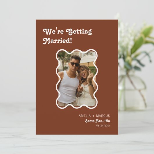 Retro Modern Chic Terracotta Checker Sla de datum Kaart (Staand voorkant)