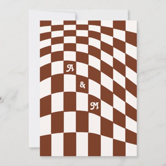 Retro Modern Chic Terracotta Checker Sla de datum Kaart (Achterkant)