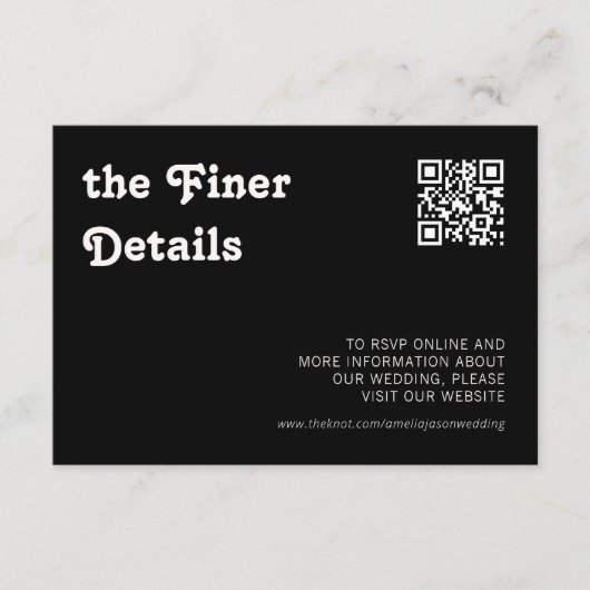 Retro Modern Chique Zwart Checker Fijnere Details Informatiekaartje (Voorkant)