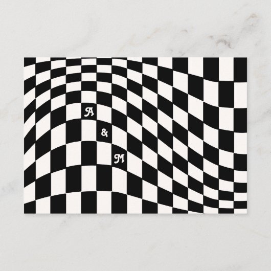 Retro Modern Chique Zwart Checker Fijnere Details Informatiekaartje (Achterkant)