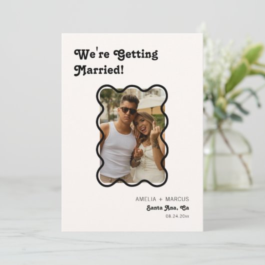 Retro Modern Chique Zwart Checker Sla de datum op Kaart (Staand voorkant)