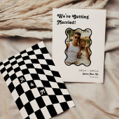 Retro Modern Chique Zwart Checker Sla de datum op Kaart