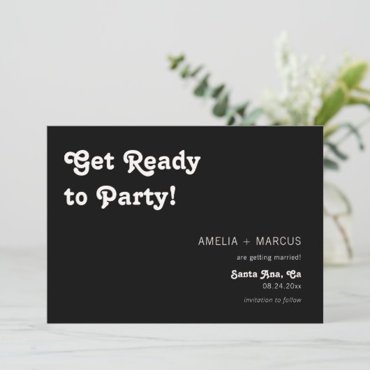 Retro Modern Chique Zwart Checker Sla de datum op Kaart (Staand voorkant)