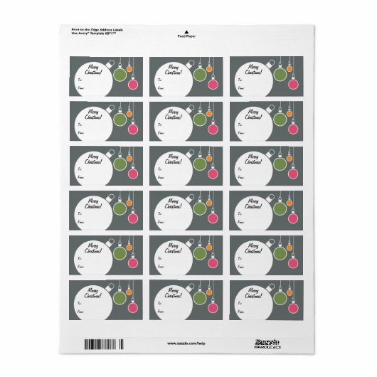 Retro Modern Christmas Gift Label - Grijs (Full Sheet)