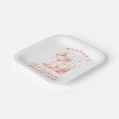 Retro Modern Cocktail Bachelorette Sinaasappel Papieren Bordje (Gebogen)