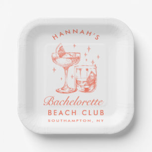 Retro Modern Cocktail Bachelorette Sinaasappel Papieren Bordje