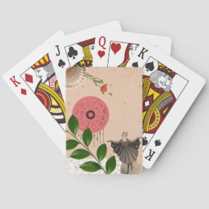 Retro Modern Collage Fun Schattige Roze Pokerkaarten