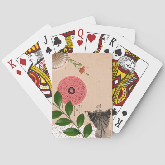 Retro Modern  Collage Fun Schattige Roze Pokerkaarten (Achterkant)