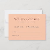 Retro Modern Coral Peach Elegant Wedding RSVP Kaartje (Voorkant)