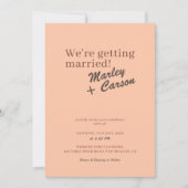 Retro Modern Coral Peach Funky Wedding Kaart (Voorkant)