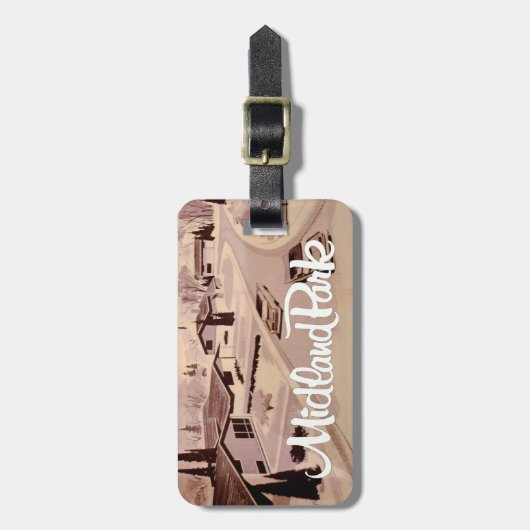 Retro Modern Design Bagagelabel met lederen band (Voorkant verticaal)