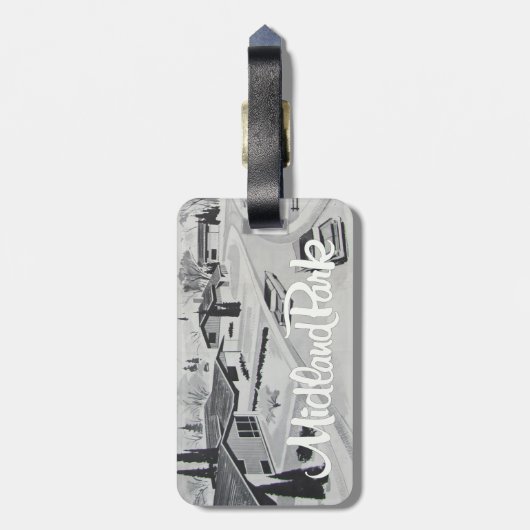 Retro Modern Design Bagagelabel met lederen band (Achterkant verticaal)