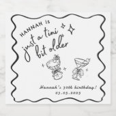 Retro Modern Een klein beetje ouder 30e verjaardag Sparkling Wijnetiket (Enkel label)