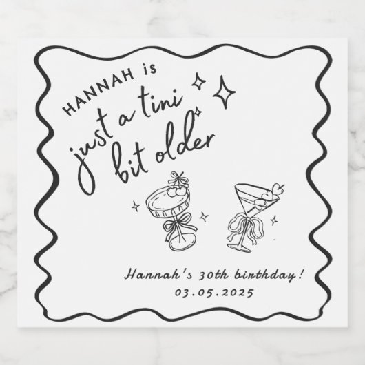 Retro Modern Een klein beetje ouder 30e verjaardag Sparkling Wijnetiket (Enkel label)