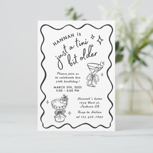 Retro Modern Een Tini Bit Ouder 30e Verjaardag Kaart (Staand voorkant)