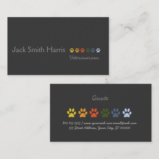 Retro Modern elegante huisdieren Pets Professional Visitekaartje (Voorkant / Achterkant)