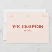 Retro Modern Elopement bruiloft receptie Kaart (Voorkant)