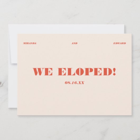 Retro Modern Elopement bruiloft receptie Kaart (Voorkant)