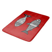 Retro Modern Fish, Deep Red en Grey / Grey Badmat (Gekanteld)
