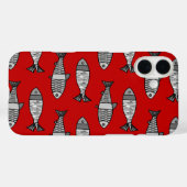 Retro Modern Fish, Deep Red en Grey / Grey Case-Mate iPhone Case (Achterkant (horizontaal))