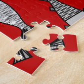 Retro Modern Fish, Deep Red en Grey / Grey Legpuzzel (Zijkant)