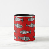 Retro Modern Fish, Deep Red en Grey / Grey Mok (Midden)