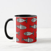 Retro Modern Fish, Deep Red en Grey / Grey Mok (Links)